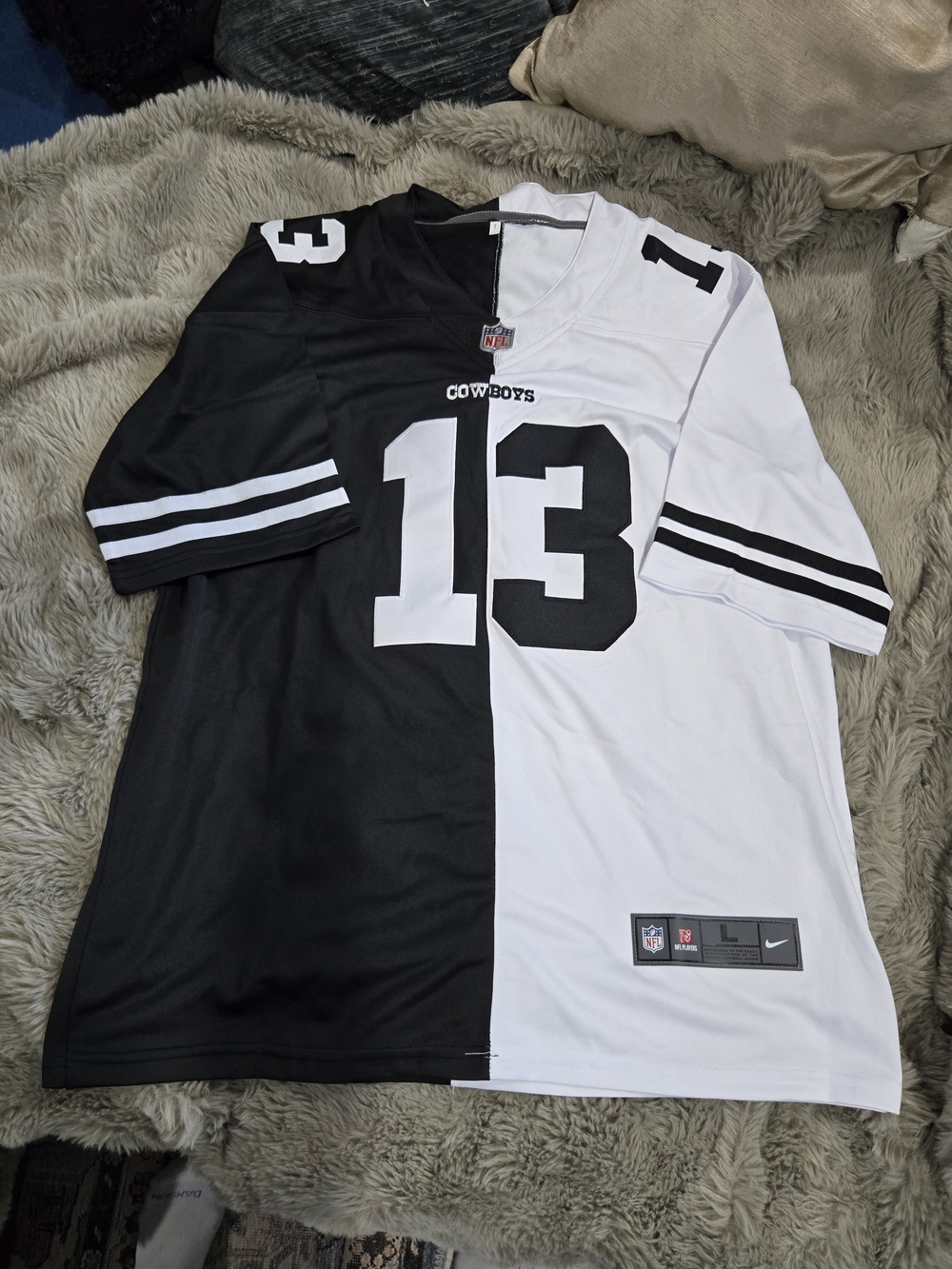 Nike NFL Cowboys Split Black/White #13 Men's Football Jersey